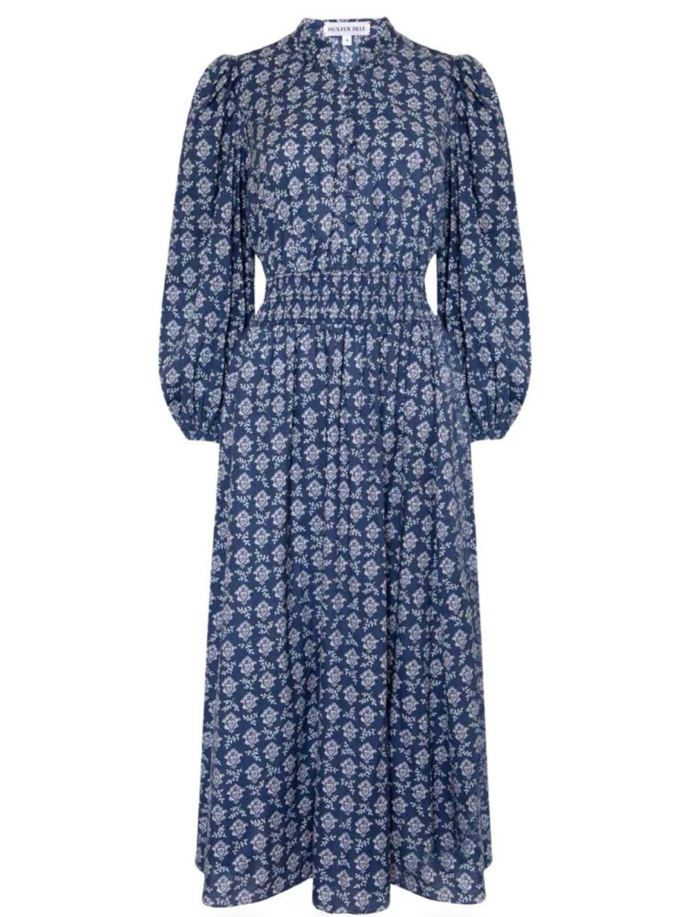 HUNTER BELL Navy Blue Floral Maxi Dress with Smocked Waist *see description-flaw